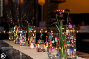 Twinkle Lights and Confetti Garland Tablescape Bat Bitzvah