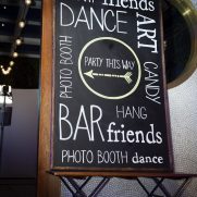 Chalkboard sign for NYC maritime party