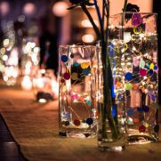 confetti, garland, and fairy lights at bat mitzvah