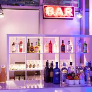Neon sign and NYC bar for 50th bash @ Hudson Mercantile